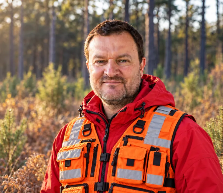 Kris Manning in Search and Rescue uniform